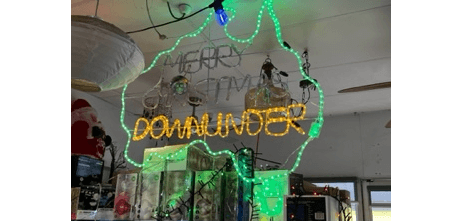 Australia Shaped Rope Light Motif with Merry Christmas Downunder