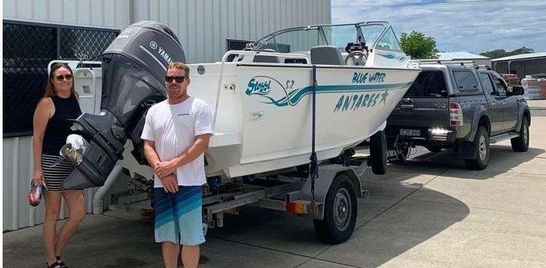 Rhys picking up his new Yamaha F115LB Outboard