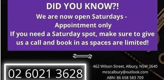 Saturday Appointments available!